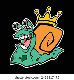 cute king snail illustration for commercial use