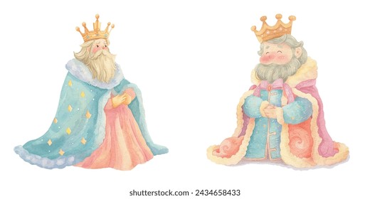 cute king watercolour vector illustration 