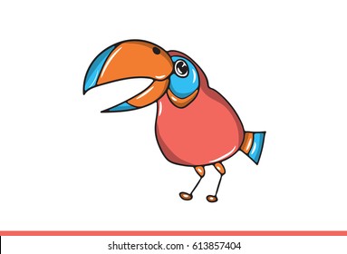 Cute Kingfisher. Vector Illustration . Isolated on white background.