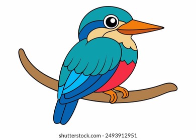Cute kingfisher vector illustration. Perfect for kids, nature designs.