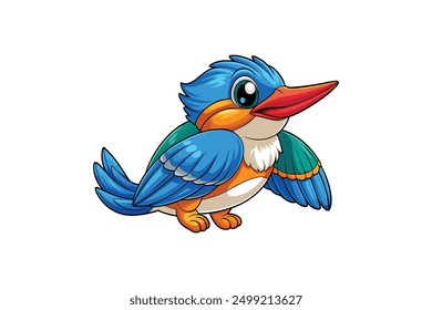 A Cute Kingfisher in white Background
