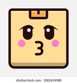 cute kiss box emoticon isolated on white background. vector kawaii cartoon character design.