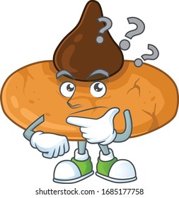 Cute kiss cookies cartoon character using a microphone