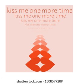 Cute kiss vector illustrator with a quote. Shades of red - vector