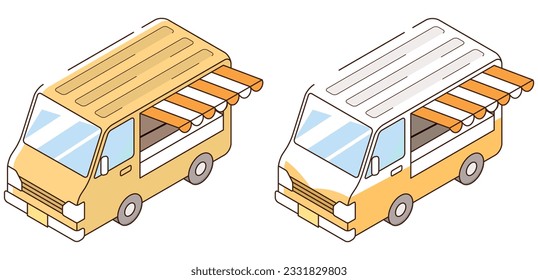 Cute kitchen car.　Vector illustration