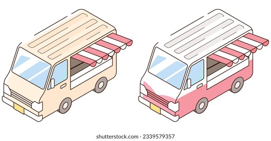 Cute kitchen car.　Vector illustration