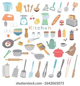 
Cute kitchen item illustration set