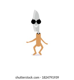 
Cute kitchen knife mascot with the sales sign