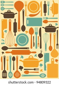 cute kitchen pattern. vector illustration