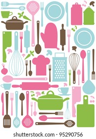 cute kitchen pattern. vector illustration