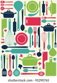 cute kitchen pattern. vector illustration