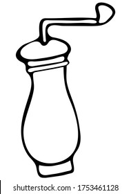 Cute kitchen Pepper mill doodle. Hand-drawn vector illustration.