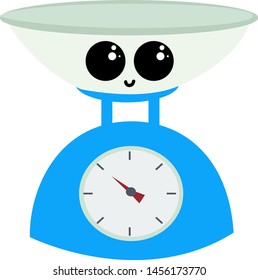 Cute kitchen scales, illustration, vector on white background