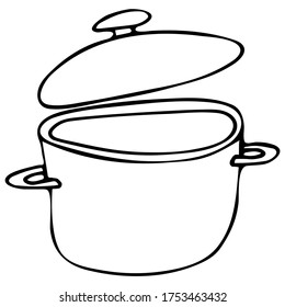 Cute Küche Thema Doodle. Ein Saucepan mit Deckel. Handgezeichnete Vektorgrafik.
