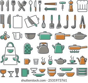 Cute kitchen tool icon illustration set