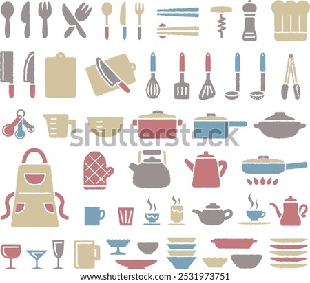 Cute kitchen tool icon illustration set