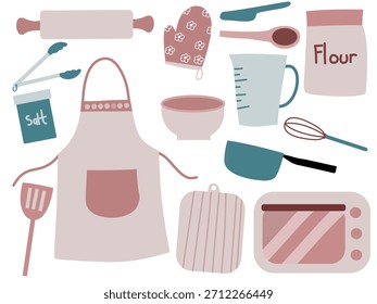 Cute Kitchen Tools and Baking Utensils Illustration