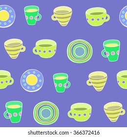 Cute kitchen utensil set. Vector seamless pattern.
