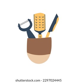 utensilios de cocina lindo ícono de doodle