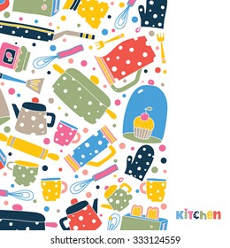 Cute kitchen vector postcard. Around motif.