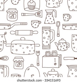 Cute kitchen vector seamless pattern.Seamless pattern can be used for wallpaper, pattern fills, web page background, surface textures.