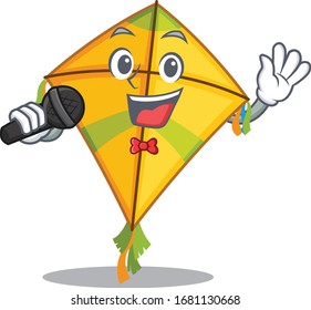 Cute kite sings a song with a microphone