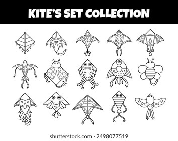 Niedliche Drachen Umriss Vektorgrafik-Set
