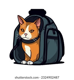 Cute Kätzchen im Rucksack auf Abenteuersymbol einzeln