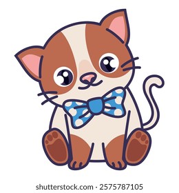 Cute kitten with blue bowtie