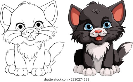 Cute Kitten Cartoon Character with O illustration