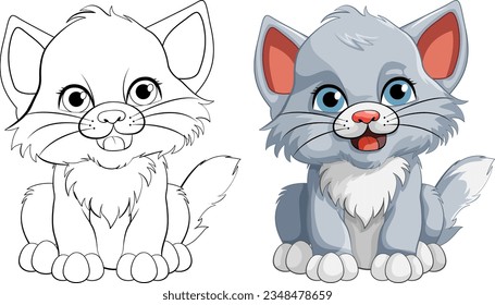 Cute Kitten Cartoon Character with O illustration