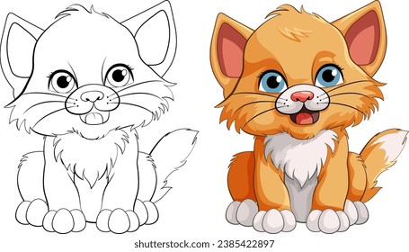 Cute Kitten Cartoon Character with O illustration