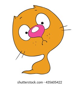 Cute kitten cartoon character. Vector isolated