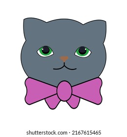 Cute kitten cartoon vector icon.Vector illustration cat icon.