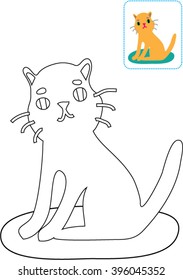 Cute kitten  Cat coloring page  vector illustration  