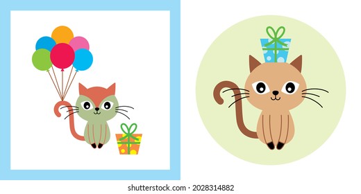 cute kitten cat gift card vector