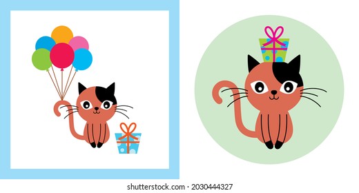 vector de tarjeta de regalo de gato lindo gatito