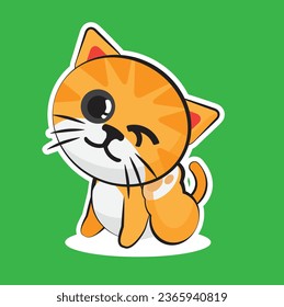 a cute kitten or cat scratching with its leg