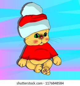 Cute kitten in a Christmas hat