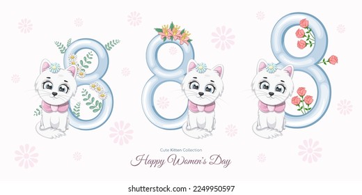 Cute kitten collection Happy Women's Day