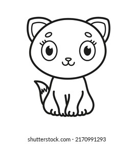 Un gatito lindo. Colores. Ilustración vectorial en blanco y negro.