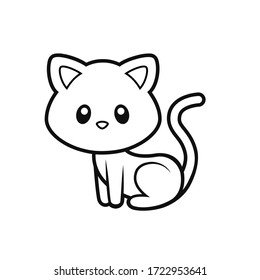 Cute Kitten Coloring Page Vector Illustration Stock Vector (Royalty ...