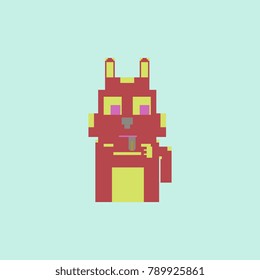 Cute kitten domestic pet pixel art