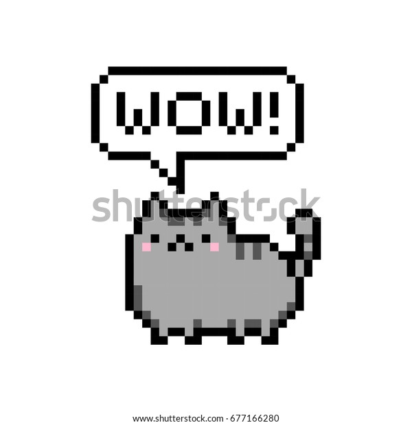 Joli Chaton Domestique Pixel Dit Wow Image Vectorielle De Stock Libre De Droits