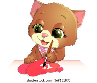 cute kitten draws