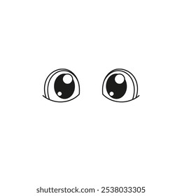 Lindos ojos de gatito. Vector Imagen aislada en blanco y negro. Para colorear.