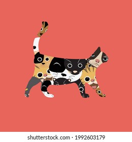 cute kitten face Cat vector cartoon character