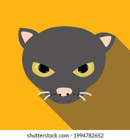 cute kitten face Cat vector cartoon character long shadow icon