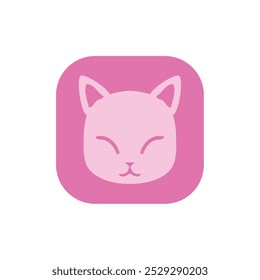 Cute kitten face with closed eyes. Vector personad for children. Cartoon character in Japanese style.