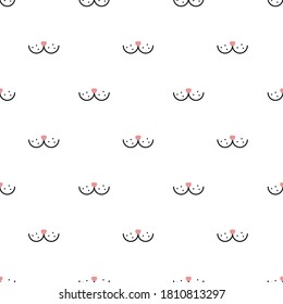 Cute kitten face seamless pattern. Abstract background with cat, print for clothing, textiles